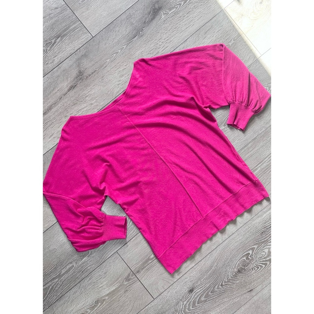 Max Studio Hot Pink Boatneck Dolman Sleeve Slouchy Sweater